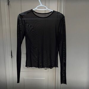 Elegant Black Sheer Long Sleeve Top